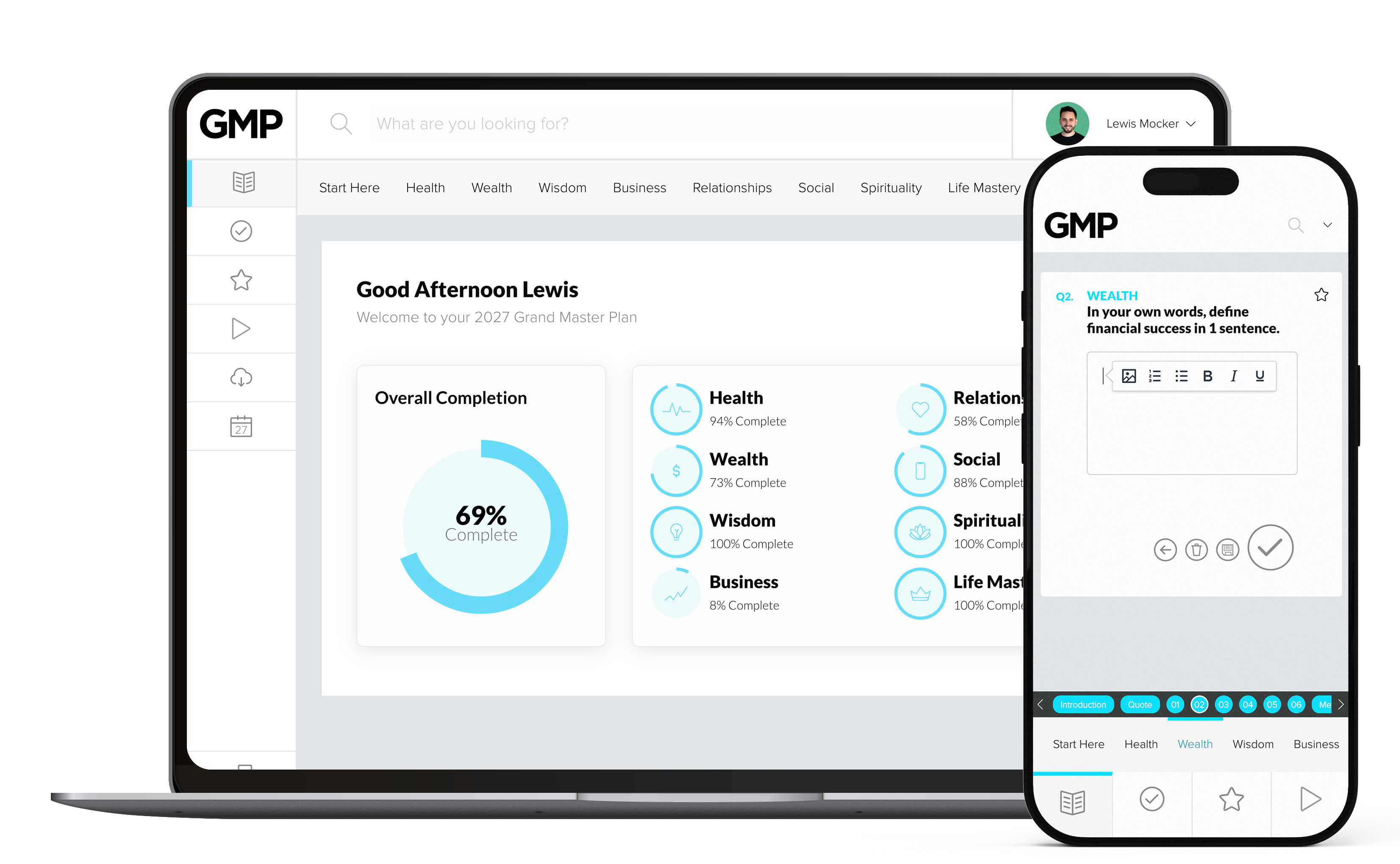 Grand Master Plan shown on a MacBook and iPhone